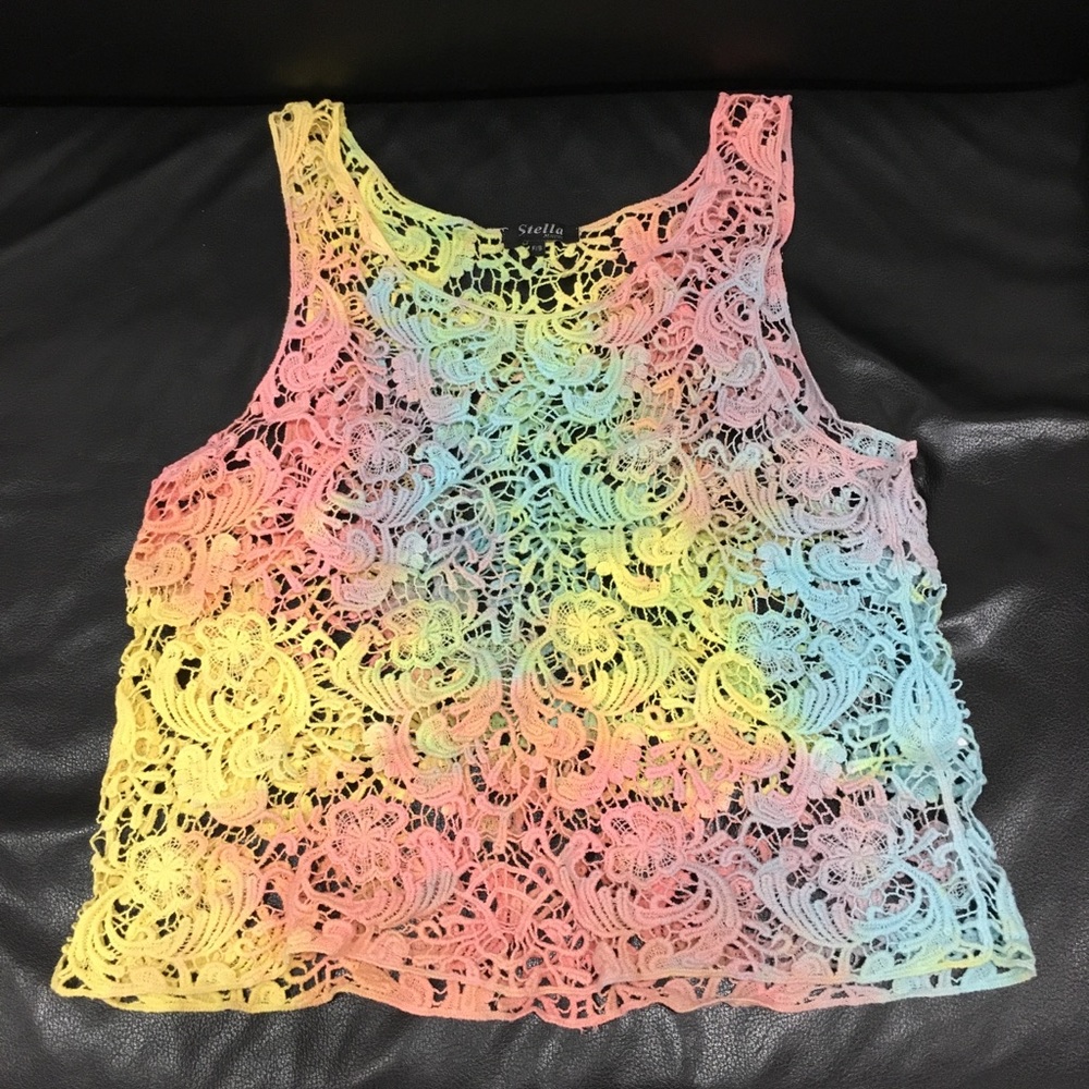 Pastel Tie Dye Lace Vest